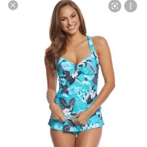 Seafolly Sz 10 Twist Halter Singlet Tankini and matching bottom 2 piece set